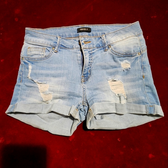 Forever 21 Distressed Blue Jeans Shorts - Picture 2 of 6